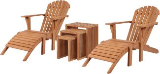 Liegesessel Adirondack Montreal und Beistelltisch 3-er Set Teak-KOMPLETTSET