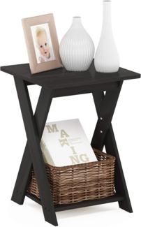 Furinno Beistelltisch mit kreuzenden Beinen und 2 Ebenen, holz, Espresso, 39.5 x 39.5 x 50.8 cm