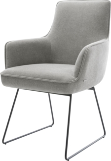 Esszimmerstuhl Heira-Flex mit Armlehnen Strukturstoff Soft Grau Kufengestell Schwarz Taschenfederkern