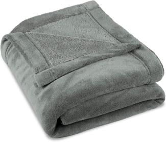 CelinaTex Flauschige Kuscheldecke XXL 220 x 240 cm Silber grau Decke Sofa warm Wohndecke weich Mikrofaser Fleece Oeko-TEX Montreal