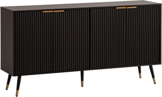 FINEBUY Sideboard FB104685 (150x81x39cm Anrichte, Schwarz Eiche-Dekor), Kommode Türen Standschrank, Hoher Kommodenschrank