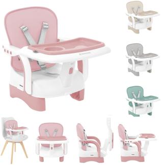 Kikkaboo Kinderstuhl, Boostersitz Chewy, Doppeltablett, Sicherheitsgurt, faltbar rosa