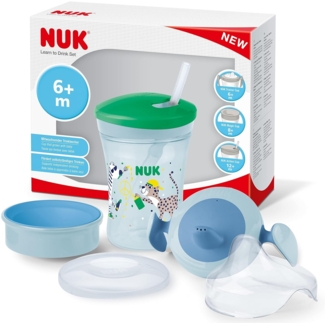 NUK Trinklernbecher NUK Trinklernset Evolution – Leopard Motiv, BPA-frei, Trinklernset