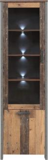 Vitrine Cedric 11 Vintage braun 62x205x42 cm Glasvitrine mit LED