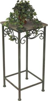 DanDiBo Blumenhocker Metall Eckig 72 cm Blumenständer 11134 Beistelltisch Pflanzenständer Holzablage Blumensäule