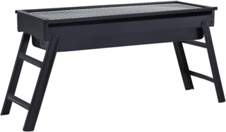vidaXL Tragbarer Camping-Grill, Stahl Schwarz 60×22,5×33 cm