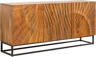 riess-ambiente Sideboard SCORPION 140cm braun, Massivholz · Metall · Kommode · 3D Schnitzereien · Wohnzimmer