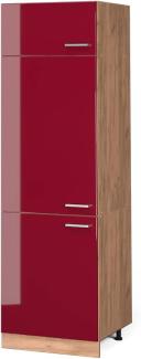 Vicco Küchenschrank Küchenzeile R-Line, Bordeaux Hochglanz, Kühlumbauschrank 60 cm