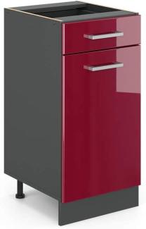VICCO Küchenschrank R-Line Hängeschrank Unterschrank Küchenzeile Küchenunterschran Anthrazit (Bordeaux Hochglanz, Unterschank 40cm)