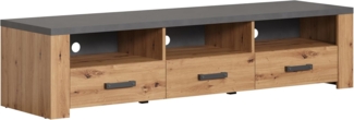 TV-Lowboard Franka / Follow , Holzwerkstoff , Grau, Schwarz, Holzfarben , 180 x 43 x 50 cm