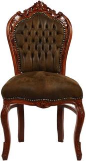 Casa Padrino Esszimmerstuhl Barock Esszimmer Stuhl Braun / Braun Mod2 Lederoptik