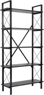 Bücherregal, 'Elysian', 180 x 33,5 x 90, Holz Schwarz, Schwarz
