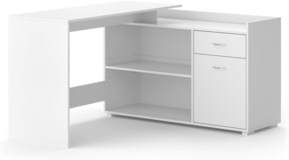 Vicco Schreibtisch Noira, Weiß, 135 x 77 cm mit Schublade