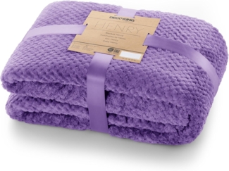 DecoKing Kuscheldecke 70x150 cm violett Decke Microfaser Wohndecke Tagesdecke Fleece weich sanft kuschelig skandinavischer Stil lila Henry