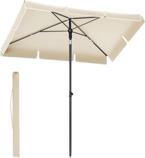 SONGMICS Sonnenschirm 230x150 cm, Balkonschirm UPF 50+, Sonnenschutz, beidseitig um 30° knickbar, höhenverstellbar, mit Aufbewahrungstasche, für Garten, Terrasse, ohne Ständer, beige GPU044M01