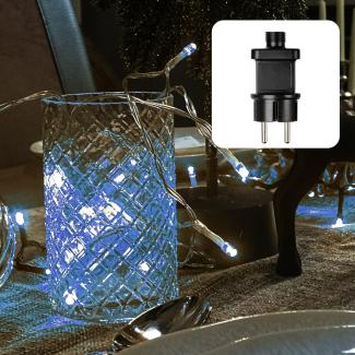 hellum Lichterkette 40 LED blau 10 m Zuleitung 3,5 m Lichtlänge Outdoor Außen Deko Beleuchtung Trafo Garten Party 560466