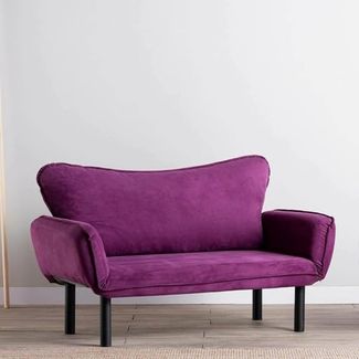 Dmora - 2-Sitzer SchlafsofaAsterope, Verwandelbares Sofa, Lineare Stoffstruktur, Schlafsessel mit Stauraum, 140x65 h70 cm, Lila