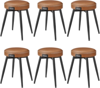 Vasagle Esszimmerstühle (6 St), Sitzhocker, EKHO Series, Kunstleder, 48,2 cm hoch, karamellbraun