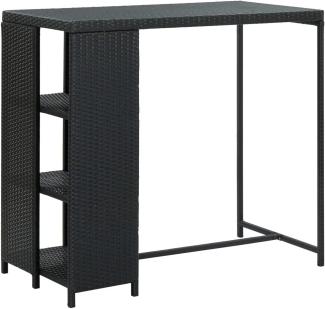 vidaXL Bartisch mit Regal Schwarz 120x60x110 cm Poly Rattan [313476]