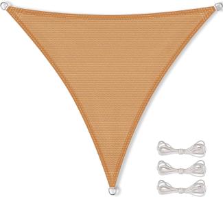 CelinaSun Sonnensegel inkl Befestigungsseile Premium HDPE wetterbeständig atmungsaktiv Dreieck gleichseitig 6 x 6 x 6 m Sand beige