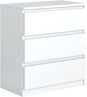meble masztalerz Kommode Weiss Matt mit 3 Schubladen 70 cm, Sideboard Wohnzimmer, Kommode Schlafzimmer H: 78,5 cm, B: 70 cm, T: 39 cm Kommode mit Schubladen, Schubladenschrank