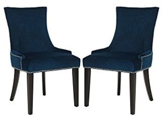 SAFAVIEH Set of 2 Wooden Dining Chairs, in Navy