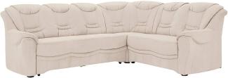 Cavadore Ecksofa Bansa mit Federkern / Polstercouch im klassischen Design / inkl. Bettfunktion / 265 x 94 x 215 / Mikrofaser Creme
