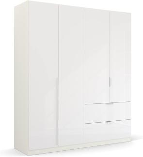 Kleiderschrank Drehtürenschrank Glamour | 4-türig | mit Schubkästen | weiß Hochglanz / alpinweiß | 181x210