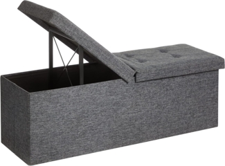 Faltbare Sitzbank Sitztruhe 120 L Halbdeckel Seitlich klappbar Max. Statische Belastbarkeit 300 kg Dunkelgrau 110 x 38 x 38 cm LSF76GYZ