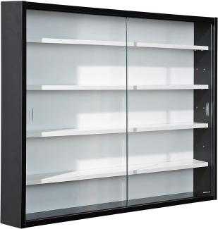 Inter Link Sammlervitrine Hängevitrine Wandregal Glasvitrine Wandvitrine Hängeregal Schaukasten MDF Schwarz und Weiss