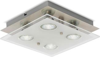 LED-Leuchtmittel B.K.Licht LED Deckenleuchte Nickel matt quadratisch 25cm 4 x 3W GU10