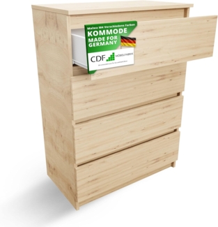 CDF Kommode Eiche Artisan mit 4 Schubladen 97 cm Hoch Sideboard Schmale Komode Schlafzimmerkommode für Flur Büro Schlafzimmer Wohnzimmer Schubladenschrank Regal mit Schubladen Schrank Möbelstück