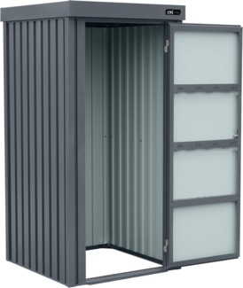 AXI Hector Premium Gartenschrank aus verzinktem Stahl - 1300 Liter Geräteschrank / Geräteschuppen aus Metall für den Garten mit Schrägdach & Schloss | Grau | Metall | 98 cm