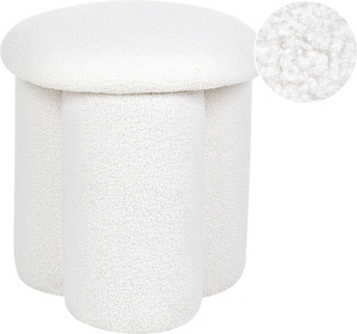 Pouf Bouclé weiß ⌀ 40 cm CARRINGTON