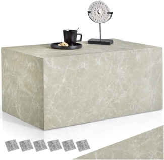 tectake Couchtisch Beistelltisch Lasley, Belastbarkeit 45 kg, 90 x 50 x 40 cm (1-St, 1 tlg), Markanter Couchtisch in stilvoller Travertinoptik