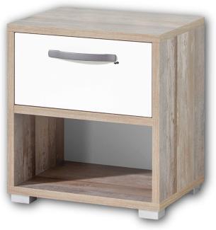 Nachttisch Merkur / Moon, Holzwerkstoff, Weiß, Holzfarben, 49 x 52 x 41 cm