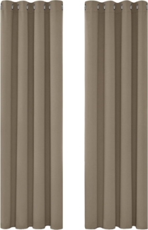 Deconovo Blickdichte Gardinen Ösenvorhang gegen Kälte Blickdicht Vorhang Verdunkelung, 260x140 cm(HöhexBreite), Taupe, 2er Set