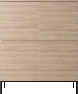 Selsey Bemmi Sideboard Highboard 4-türig, Lindberg Eiche mit Metallbeinen, 100 cm