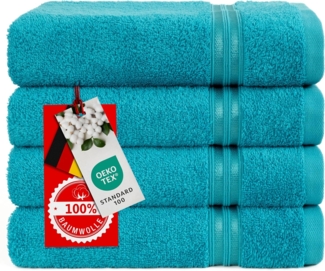 HAMMETEX Handtuch Set 4er Set Handtücher 50x100 cm, 100% Baumwolle, Weich & Saugstark, Frottier (Set, 4-St), mit Bordüre, einfarbig, weich