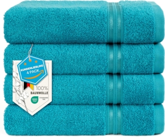 HAMMETEX Handtuch Set 4er Set Handtücher 50x100 cm, 100% Baumwolle, Weich & Saugstark, Frottier (Set, 4-St), mit Bordüre, einfarbig, weich