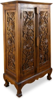livasia Kommode Asiatischer Massivholz Schrank 55 x 35 x 100 cm mit Rosenschnitzerei