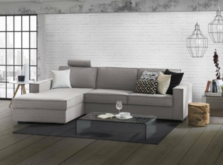 Talamo Italia Ecksofa Beatrice, Made in Italy, Drehbare Öffnung mit Matratze und Netz inklusive, Halbinsel mit Stauraum links, mit Standardarmlehnen, Cm: 280x95h90, Farbe Grau