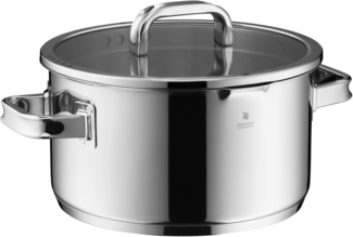 WMF Fleischtopf Function 4 Advanced, Cromargan® Edelstahl rostfrei 18/10 (Volumen 5,7l, Höhe 13 cm), Glasdeckel mit 4 Abgießfunktionen