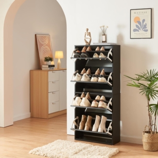 Schuhkipper Lund mit 4 verspiegelten Klappen Schwarz [en. casa]