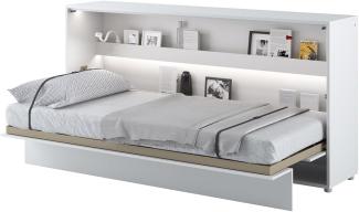 MEBLINI Schrankbett Bed Concept - BC-06 - 90x200cm Horizontal - Weiß Hochglanz/Weiß - Wandbett mit Lattenrost - Klappbett mit Schrank - Wandklappbett - Murphy Bed - Bettschrank