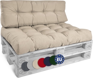 Beautissu Set Palettenkissen Outdoor 1x Sitzkissen 120x80 cm & 1x Rückenkissen 120x40 cm – Auflagen für Paletten Europaletten Palettensofa Lounge Kissen Palettenmöbel Palettenpolster Natur – Style