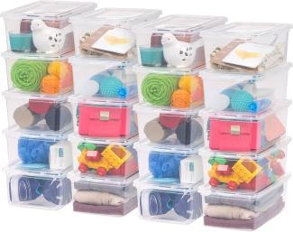 Iris Ohyama, 20er-Set kleinen Kunststoff-Aufbewahrungsboxen mit Deckel, Stapelbare Boxen, Robust, 5L, Schlafzimmer, Spielzimmer, Küche, CNL-5, Transparent, B19. 1 x T32. 7 x H11. 4 cm