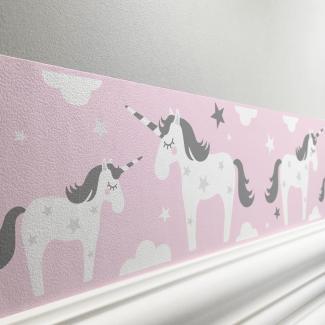 lovely label Bordüre Einhorn rosa - Wanddeko Kinderzimmer, unicorn