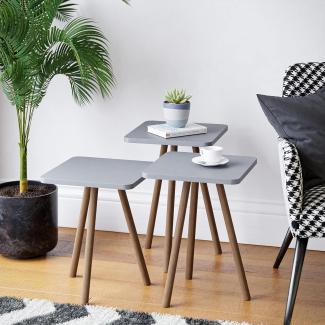 Satztisch Hobro im 3er Set Quadratisch 49 x 34 x 34 cm Grau [en. casa]