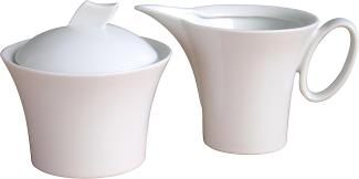 CreaTable 13571 Milch-Zucker-Set Wing für 1 Personen, Porzellan, weiß (1 Set, 2-teilig)